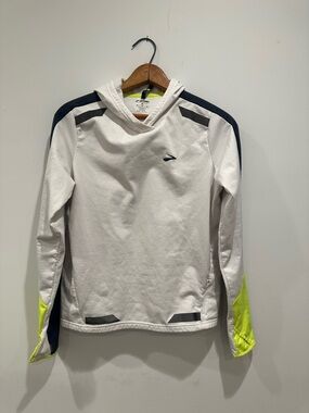 Brooks Run Happy Sweatshirt White Neon Yellow Colorblock Size Medium